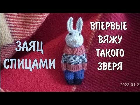 Видео: Заяц. Впервые вяжу спицами набивную игрушку