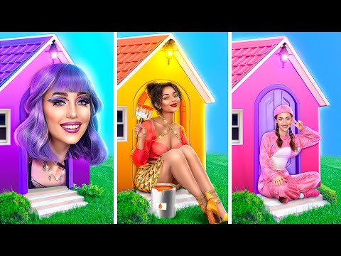 Видео: Домики одного цвета челлендж! Маленький vs средний vs большой