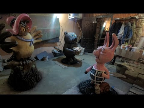 Видео: Покраска скульптур из цемента "Акриловой краской", Скульптура "СОВЫ".