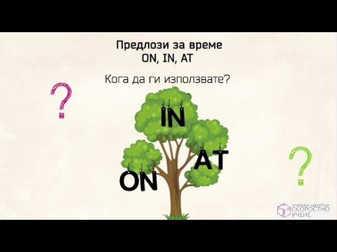 Видео: Предлози за време on in at.  Prepositions of time on in at. Самоучител по Английски език