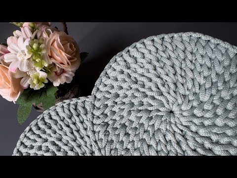 Видео: Идеальный и плотный узор для ковра, сумки, салфетки... 1 часть по вязанию круглой сумочки крючком...