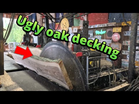 Видео: Распиловка двух уродливых дубовых бревен # 778