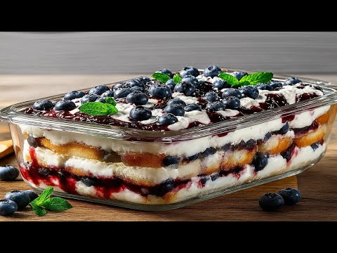 Видео: Этот вкусный Черничный Тирамису готовится в несколько шагов! За 15 минут! Без духовки