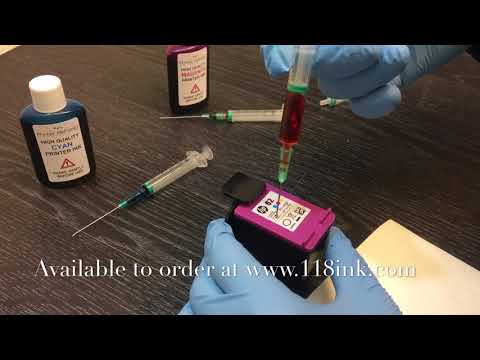 Видео: Как заправить цветной картридж HP 62 302 Hp62 Hp302 61 62xl 65 63 680 304 304xl 303 307 HP307