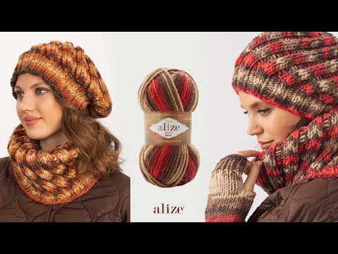 Видео: Шляпа и капюшон с Alize Superlana Maxi Batik