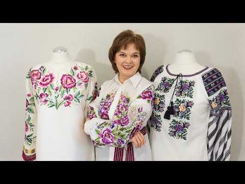 Видео: Обзор трёх сорочек с вышивкой в лилово-фиолетовой гамме
