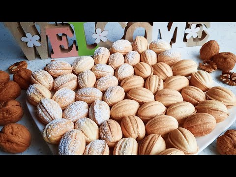 Видео: Nusshälften mit Milchmädchen Creme, für Plätzchen Teller/ Орешки вкус детства