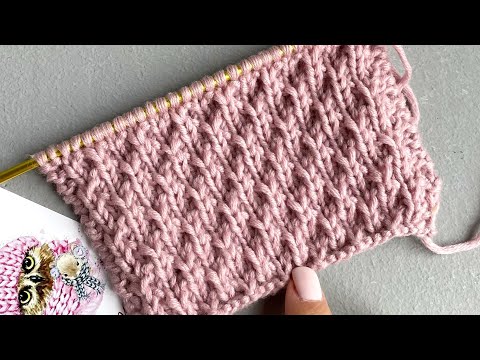 Видео: Простой рельефный узор спицами по кругу и поворотными рядами