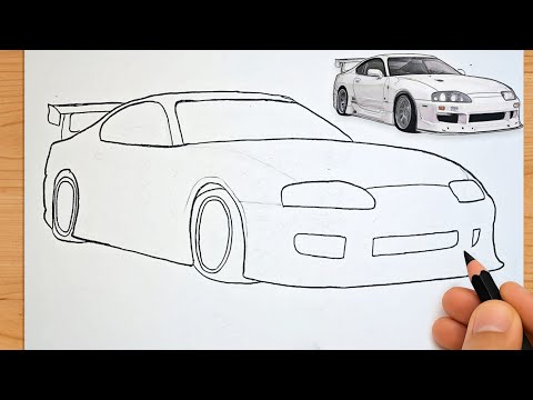 Видео: Рисунок автомобиля Toyota Supra || Как нарисовать SUPRA шаг за шагом 🔥 (Часть 2) | Легко и реалис...