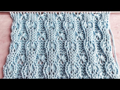Видео: Двухсторонний узор спицами для вязания шапок, свитеров