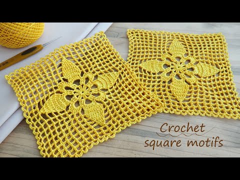 Видео: SUPER Beautiful Pattern Crochet square motifs🧶Ажурный КВАДРАТНЫЙ МОТИВ вязание крючком МК