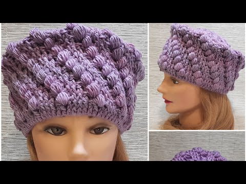 Видео: Шапка крючком очень простым узором