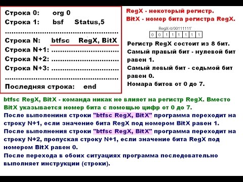 Видео: 18. Команды ассемблера BTFSC и BTFSS для PIC микроконтроллеров (Урок 15. Теория)
