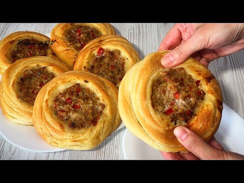Видео: Фантастическая турецкая выпечка! Мясные гнезда! Хрустящие и воздушные внутри! Невероятно вкусно!