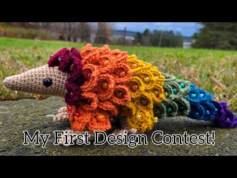Видео: Работа на конкурс дизайна вязания крючком: Радужный панголин?!