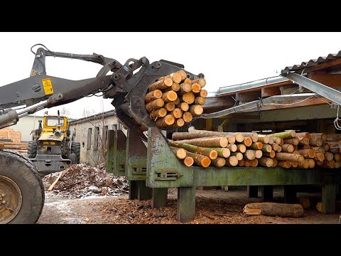 Видео: Процесс изготовления поддонов из стволов деревьев — не только досок! | Работа на лесопилке