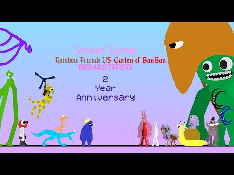 Видео: Rainbow Friends против Garten of BanBan Remastered (Street Scrap) | Рой и Чаркл против братьев Эй...