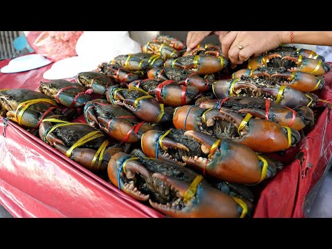 Видео: Тайская уличная еда: лапша с крабовой икрой, жареный рис с рыбой, жареный морской монстр, сомтам