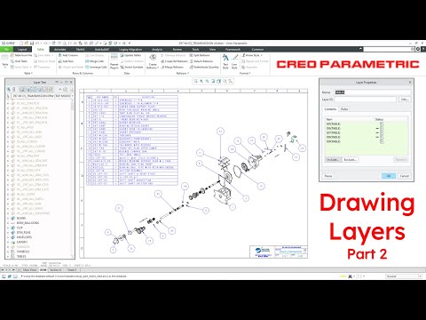 Видео: Creo Parametric — Слои в чертежах — Часть 2