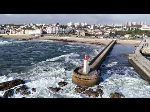 Видео: 4K Porto, Matosinhos Portugal. Аэросьемка  Порту и Матозиньюш/Побережье Атлантики и устье Дору