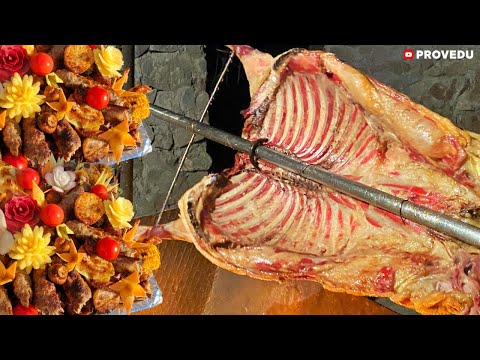 Видео: Барашек на вертеле и шашлычное ассорти. Кафе Карабах. Узбекистан.Ташкент. Проведу.