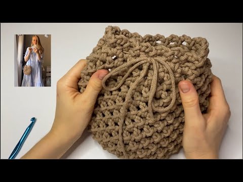 Видео: Летняя сумка-малышка крючком из х/б шнура