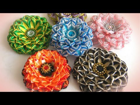 Видео: Цветы канзаши из узких лент 0,6 см канзаши, МК  Лерита  / DIY satin ribbon flower, kanzashi