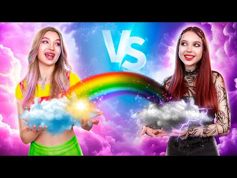 Видео: Goth Girl vs Rainbow Girl! Битва Хорошей и Плохой Студентки в Школе