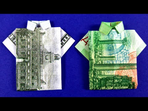 Видео: Как сделать рубашку из купюры пошагово - денежная рубашка