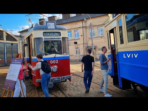 Видео: Львів / виставка трамваїв у депо, від ретро до сучасних