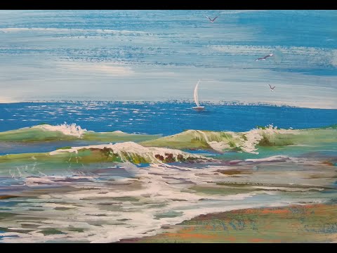 Видео: Прямая трансляция художника Олега Бирюкова. Мастер Класс. Гуашь. МОРСКОЙ ПРИБОЙ