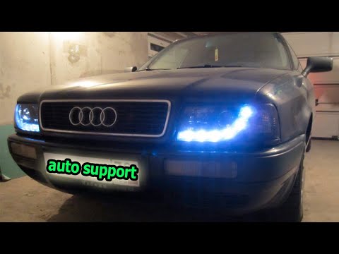 Видео: Новые фары для ауди 80 - Разбили фару меняю маску