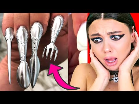 Видео: Не Делайте Такой Маникюр! Столовые приборы вместо ногтей