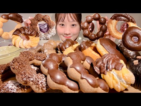 Видео: ASMR шоколадный пончик【русские субтитры】【Mukbang/ Eating Sounds】