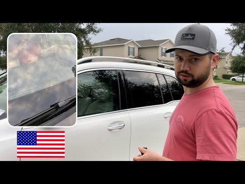 Видео: США 🇺🇸 Попал Камень в Лобовое Стекло  Бесплатная Замена Стекла Как Работает Страховка и Закон