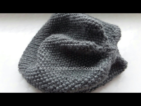 Видео: Шапка "Звездочка" вязаная спицами. Узор жемчужный. Часть 1/2