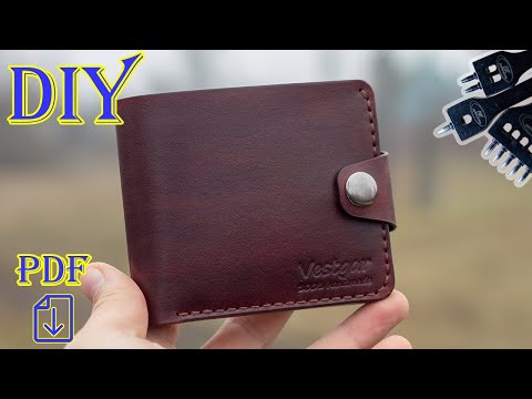 Видео: [DIY] Мужской бумажник из кожи растительного дубления. Кошелек бифолд от #Vestgar