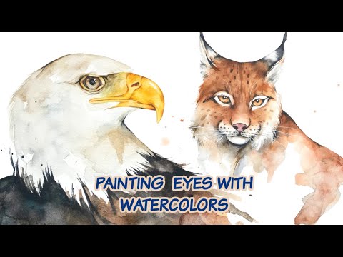 Видео: Рисуем глаза животных акварелью — Рисуем реалистичные глаза белоголового орлана и рыси