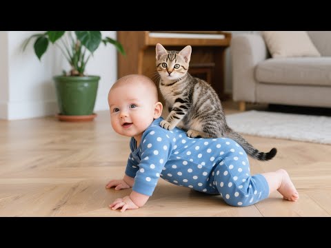Видео: Малыш и котёнок: самая милая дружба, которую вы когда-либо видели 🍼🐱