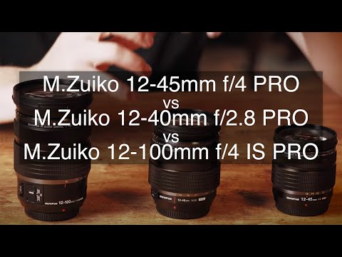 Видео: Olympus 12-45mm F4.0 против 12-40mm F2.8 PRO против 12-100mm F4 IS PRO