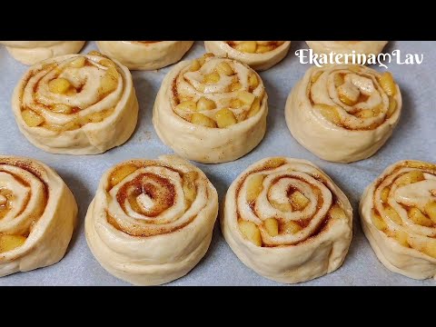 Видео: Нежные булочки Синнабон с яблоками! Яблочные синнабоны с корицей! Cinnamon Rolls with apples!