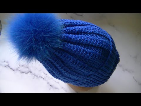 Видео: Вяжем шапку узором  рельефная  резинка.