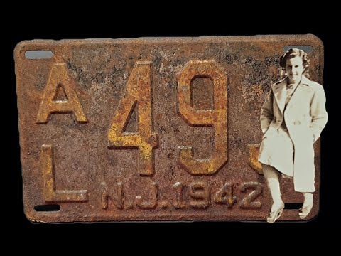 Видео: Сильно поржавевший номерной знак Нью-Джерси 1942 года — реставрация