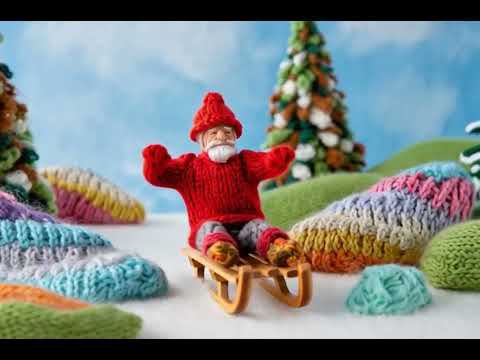 Видео: Вязанный дедушка, катается с горы. Сделано в нейросети VEO3, ссылка в описании