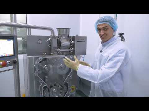 Видео: Сухая грануляция порошков. Компактирование. Запуск Компактора Faytec CP 250 в компании Канонфарма
