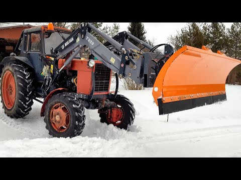 Видео: ❄️Неторопливая уборка снега❄️МТЗ с отвалом SPRING❄️