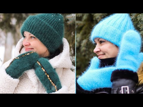 Видео: МК Варежки спицами из пуха норки. Классическая популярная модель. Справиться новичок Расход 65 гр.