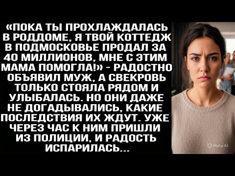 Видео: «Пока ты прохлаждалась в роддоме, я твой коттедж в Подмосковье продал за 40 миллионов» — объявил муж