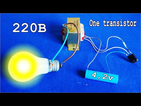 Видео: 220 вольт из 4,2 вольта ! How to make inverter with one transistor ? Очень просто!