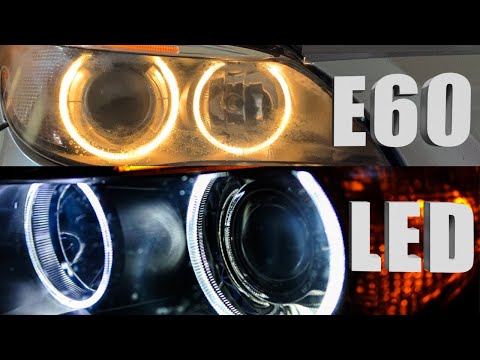 Видео: Как заменить галогенные фары BMW E60 5 серии на светодиодные